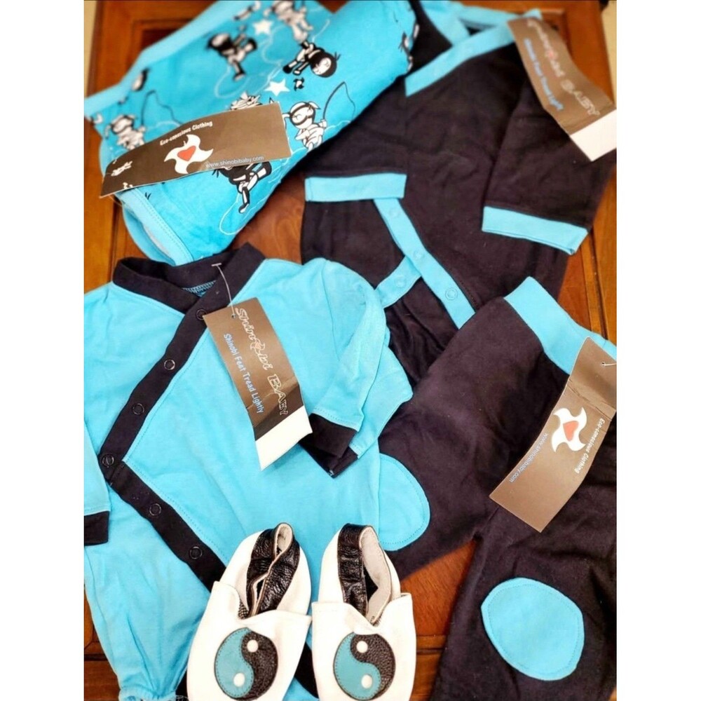 Eco-Conscious SHINOBI BABY Martial Arts Ninja Romper Yin Yang Shoes Set 12-18M